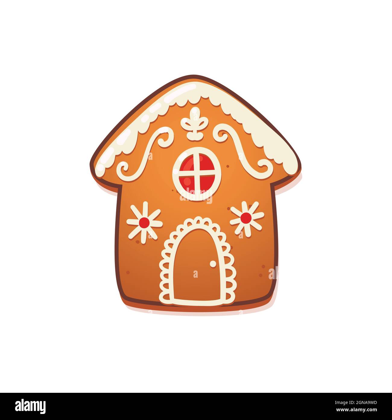 Gingerbread House. Cute Christmas Traditional Cookie with white icing ...