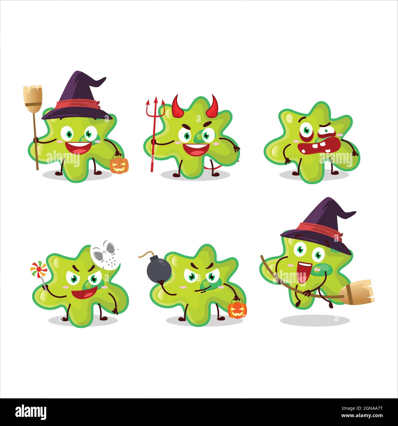 Halloween expression emoticons with cartoon character of nyctacovirus. Vector illustration Stock Vector