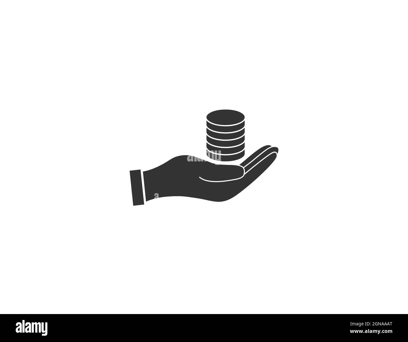 Hand, coins icon. Money in hand. Vector illustration. Flat design. Stock Vector