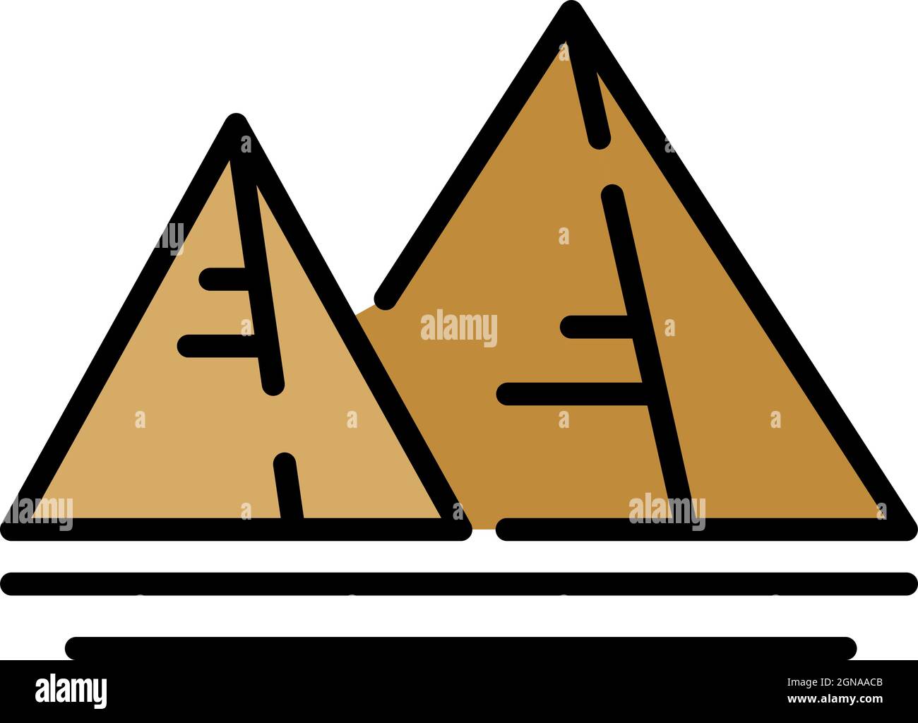 Egyptian pyramids icon. Outline egyptian pyramids vector icon color ...