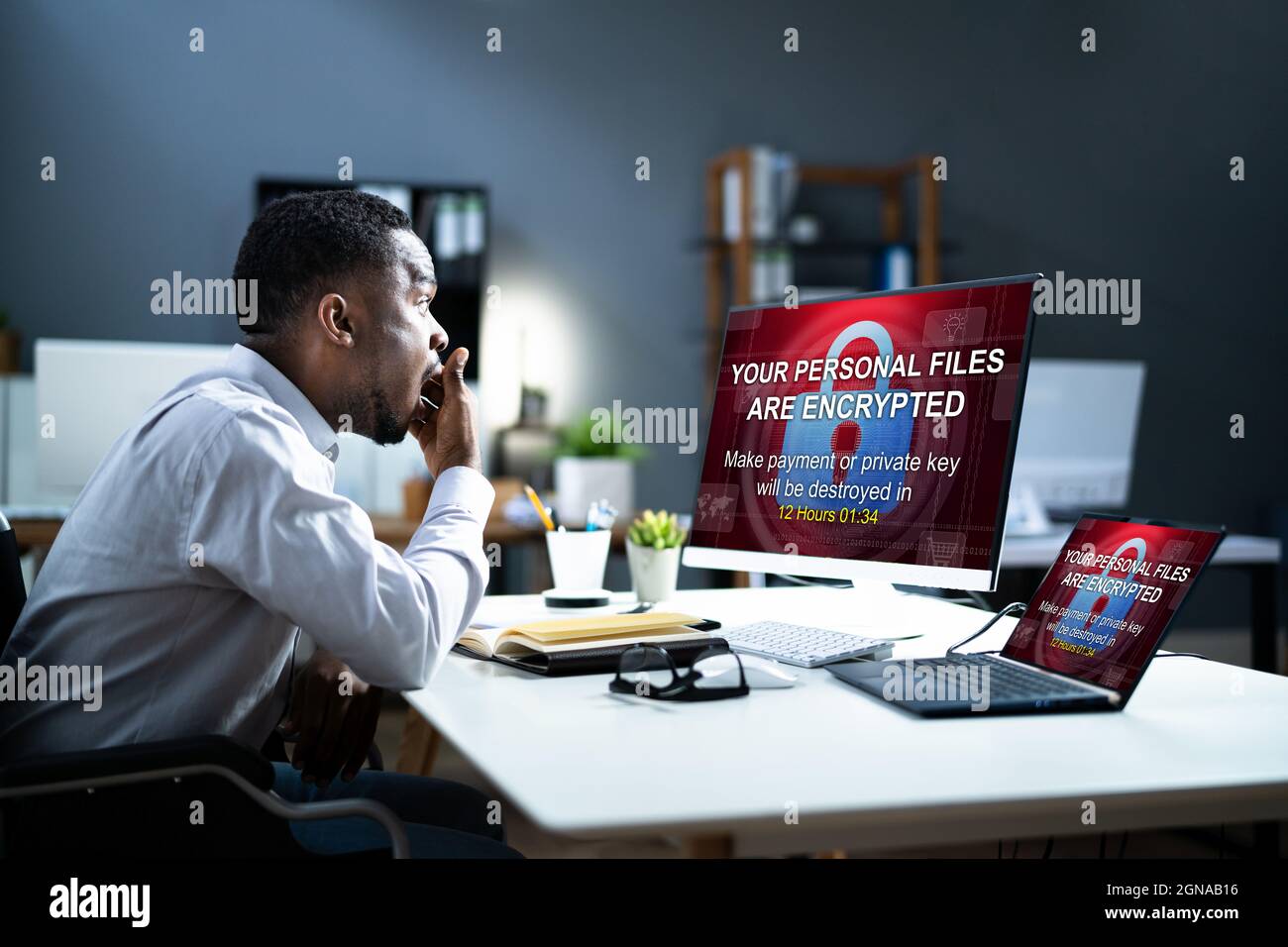 Ransomware Malware Cyber Attack On Business Computer Stock Photo - Alamy