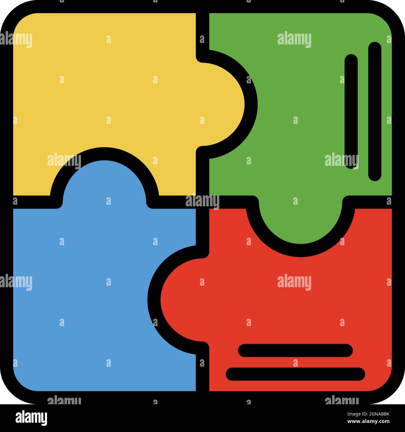 Puzzle scheme icon. Outline puzzle scheme vector icon color flat isolated Stock Vector