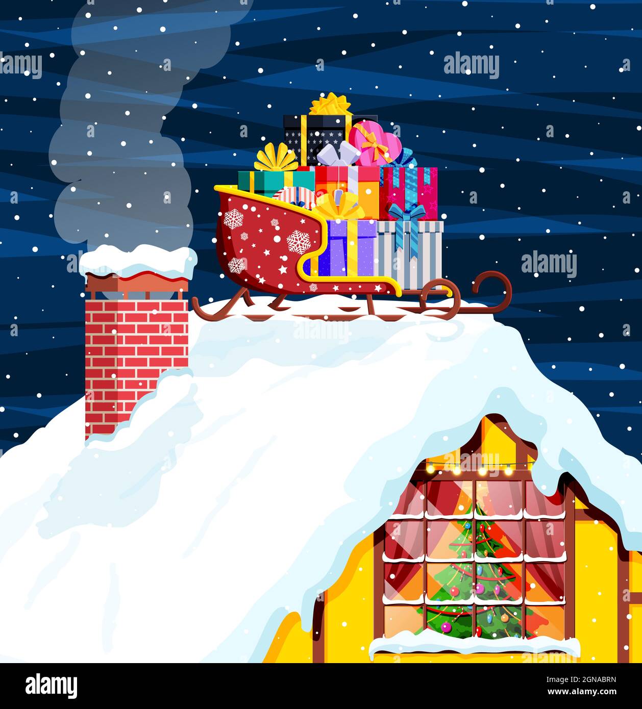 Christmas Santa Claus sleigh with gifts boxes Stock Vector Image & Art ...