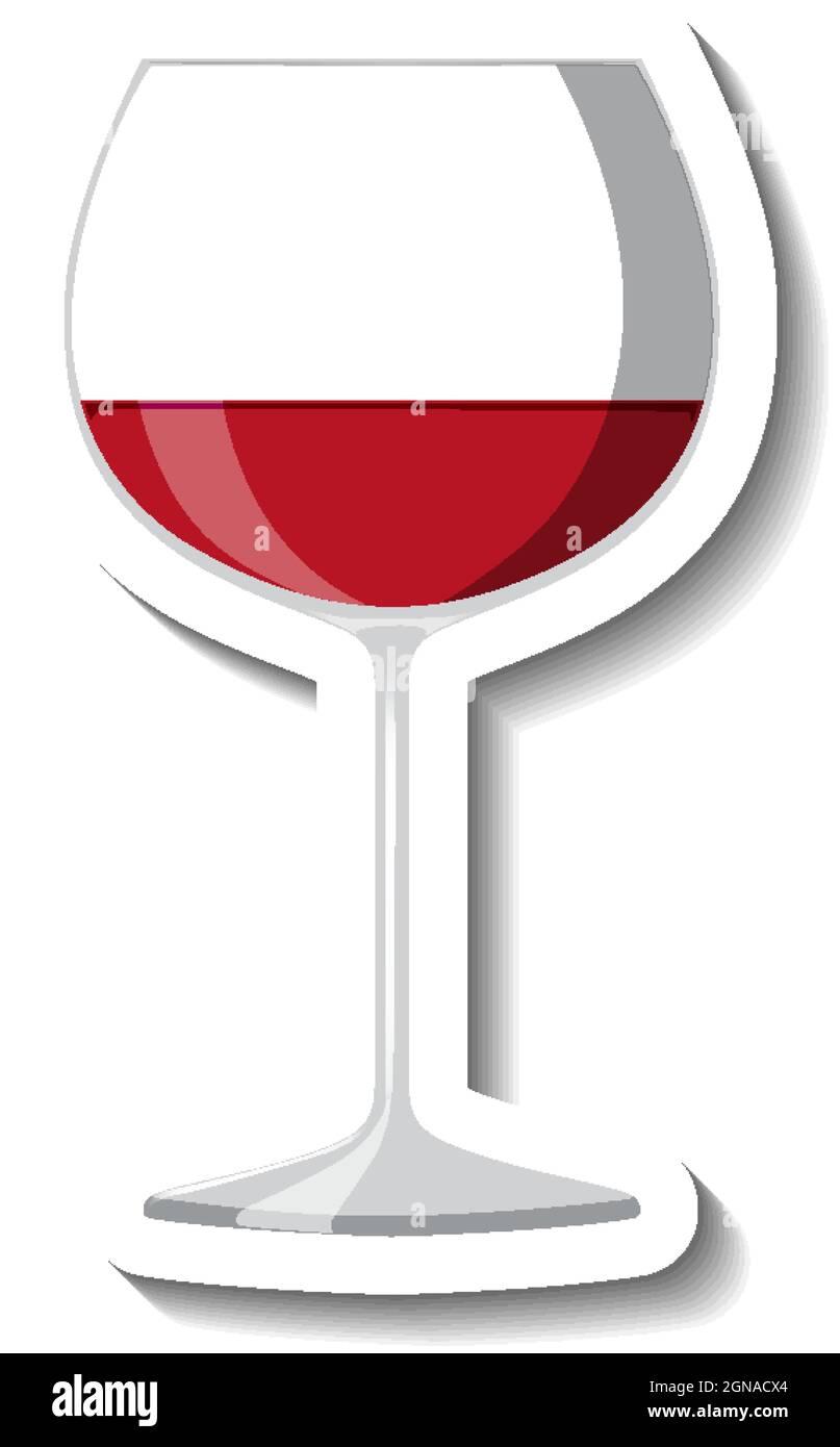 Red wine on glass sticker template illustration Stock Vector Image ...