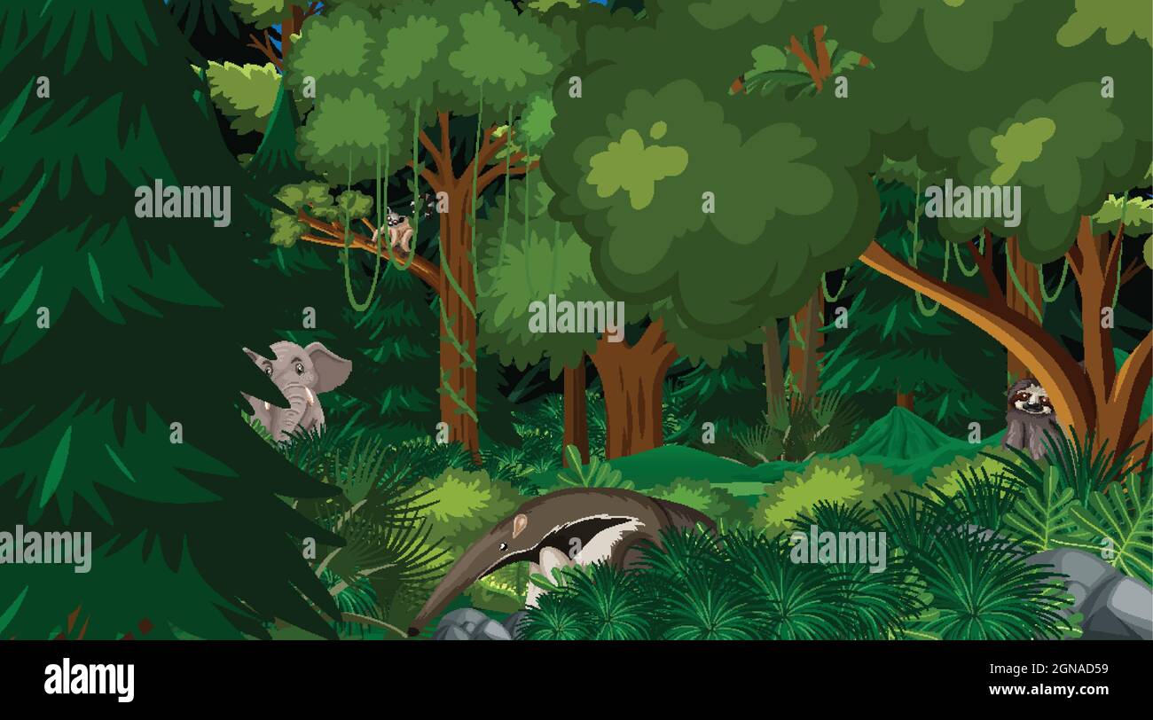 Nature forest landscape background illustration Stock Vector Image ...