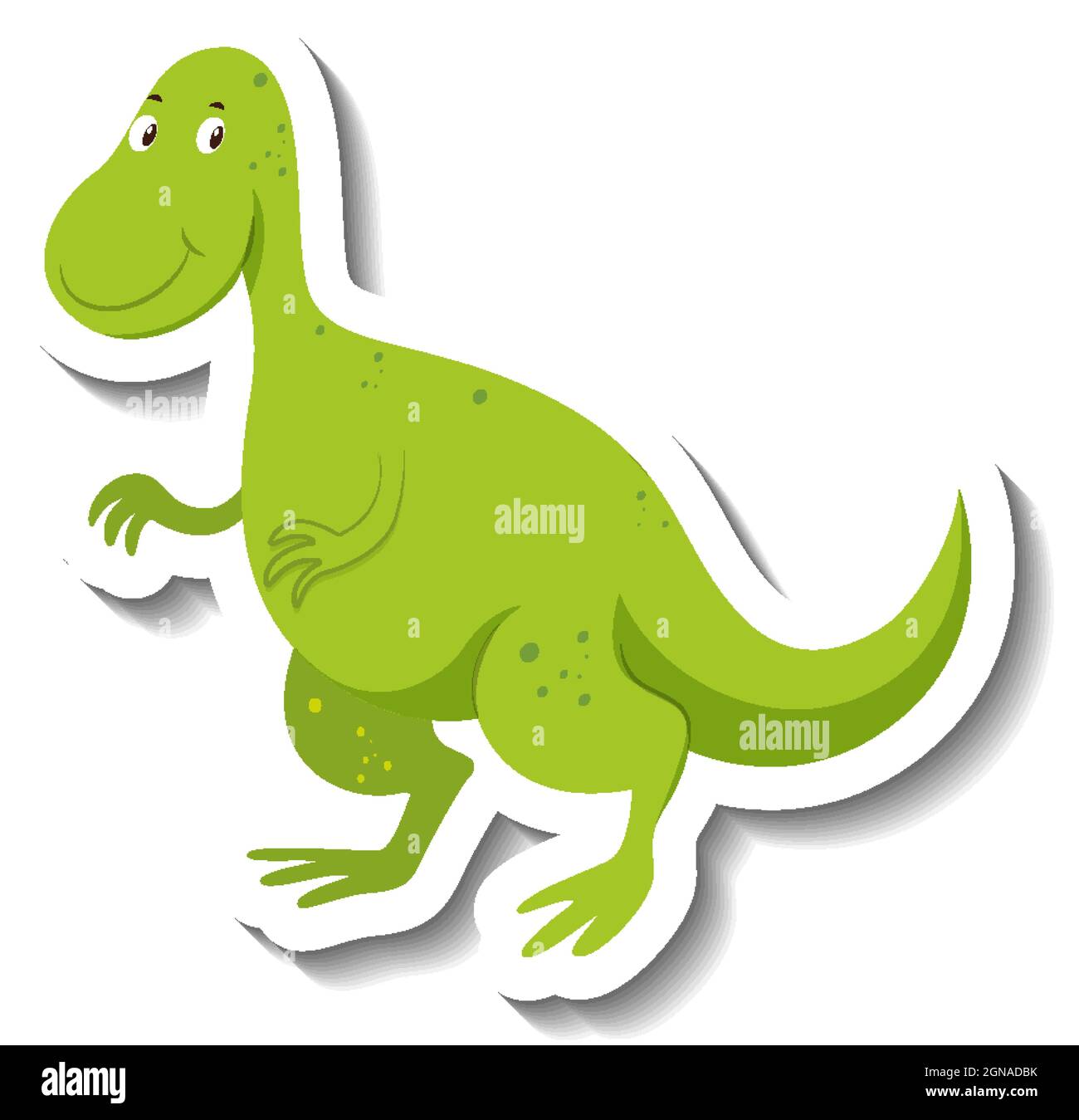Cute green dinosaur cartoon character sticker illustration Stock Vector ...