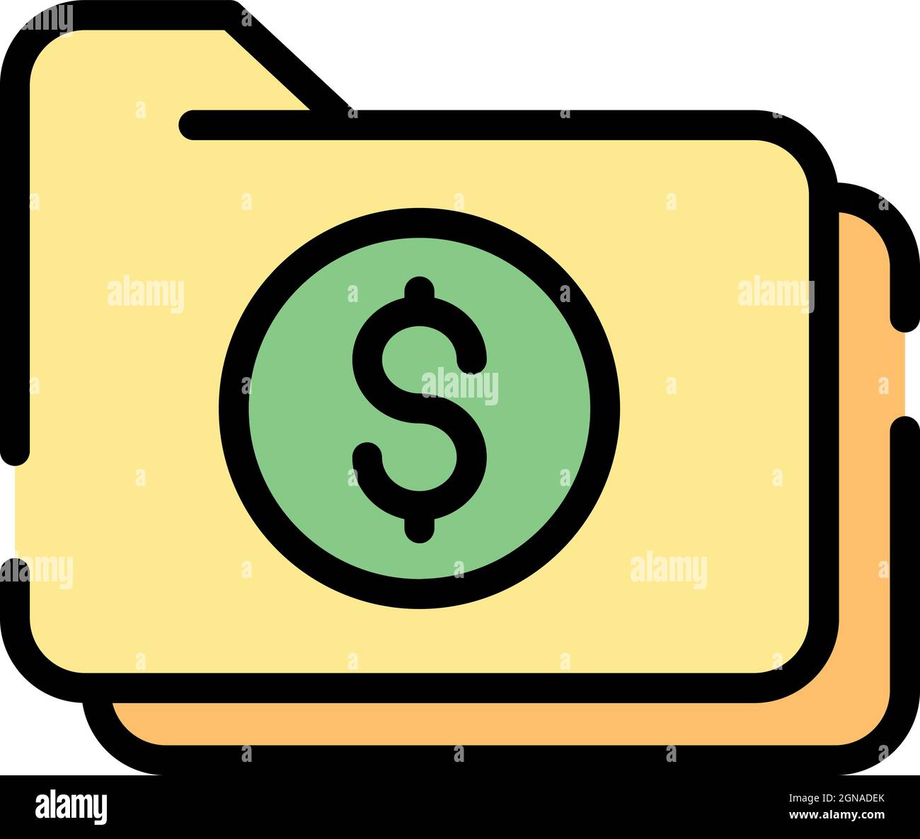 Dollar sign folder icon. Outline dollar sign folder vector icon color ...