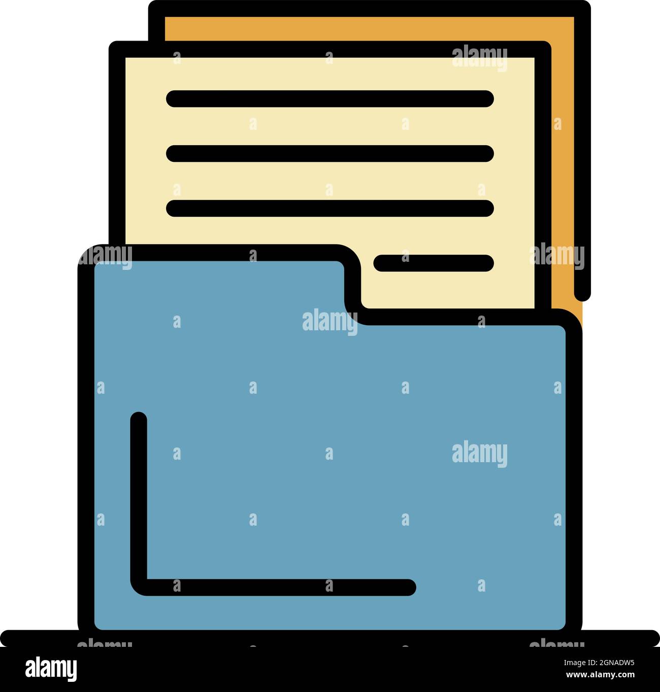 Documents in a folder icon. Outline documents in a folder vector icon color flat isolated Stock Vector