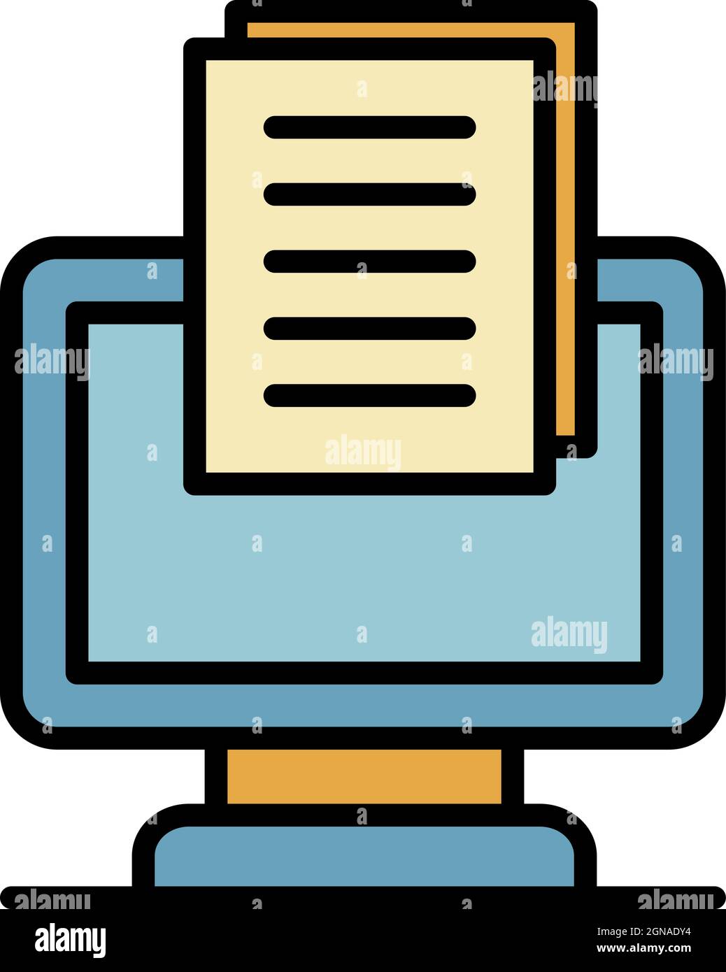 Monitor and document icon. Outline monitor and document vector icon ...