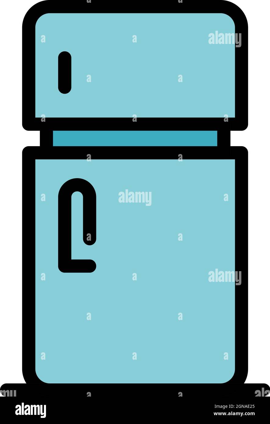 Fridge icon. Outline fridge vector icon color flat isolated Stock Vector