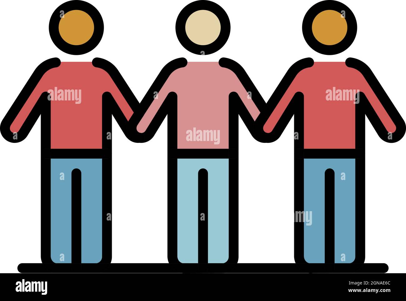 Protest people line icon. Outline protest people line vector icon color flat isolated Stock Vector