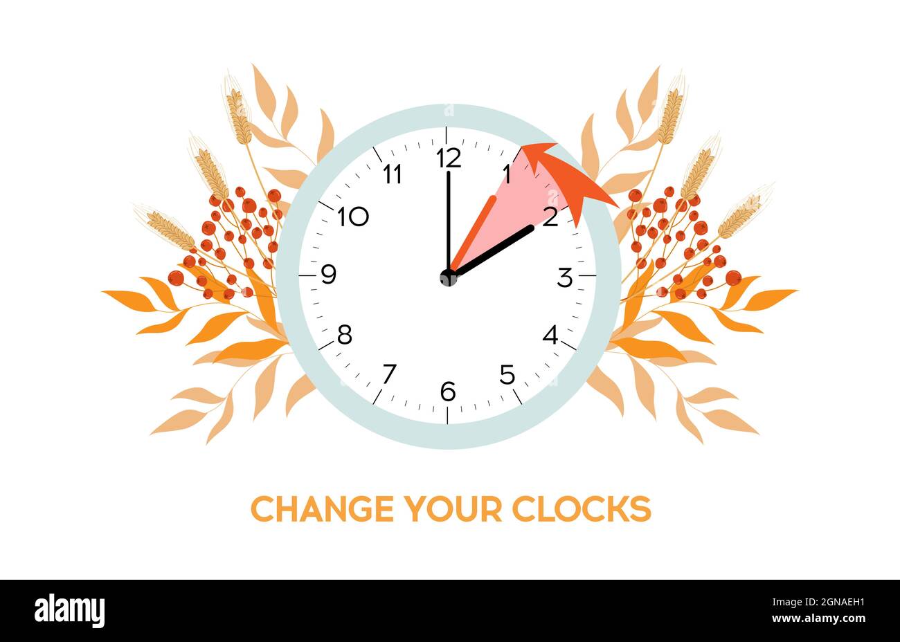 Daylight saving time ends. Fall back change clocks. Vector illustration