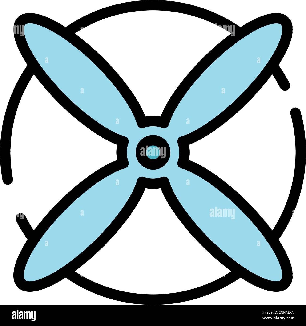 Aircraft four blade propeller icon. Outline aircraft four blade