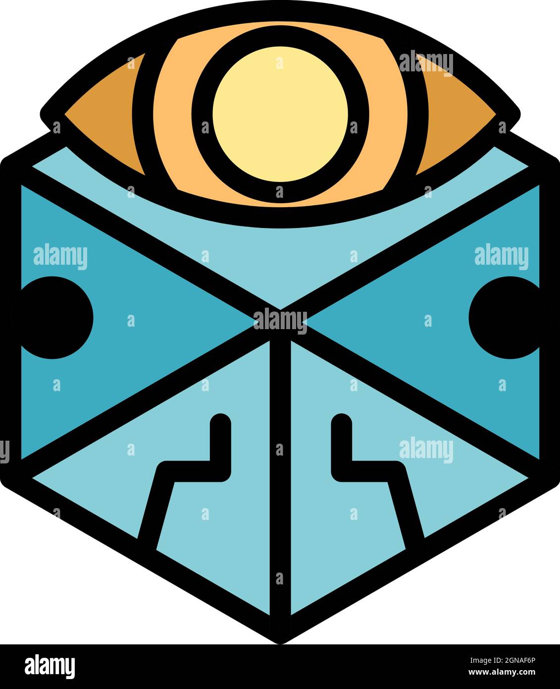 Cube eye alchemy icon. Outline cube eye alchemy vector icon color flat ...