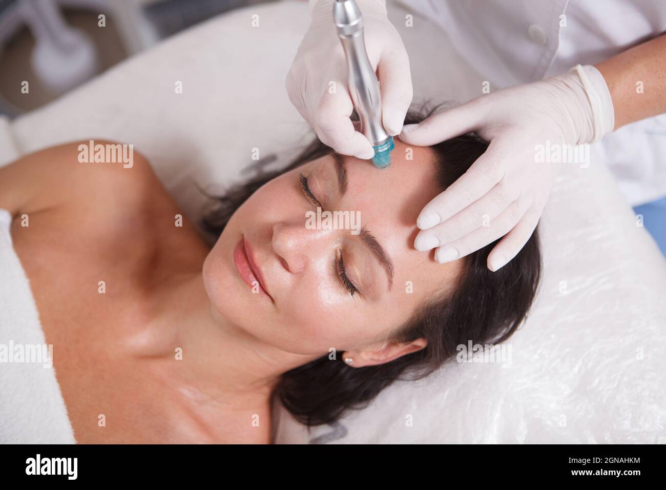 Skincare smiling mature woman hi-res stock photography and images - Alamy