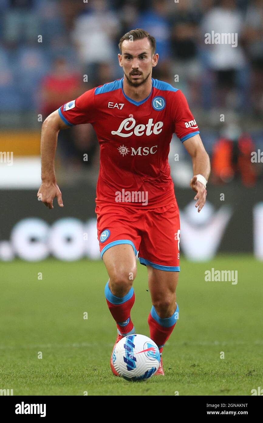 SSC Napoli's Spanish midfielder Fabian Ruiz  controls the ball during Serie A football match between Sampdoria and Napoli  at the Luigi Ferraris Stadium, Genova , Italy, on September  23 2021. Stock Photo