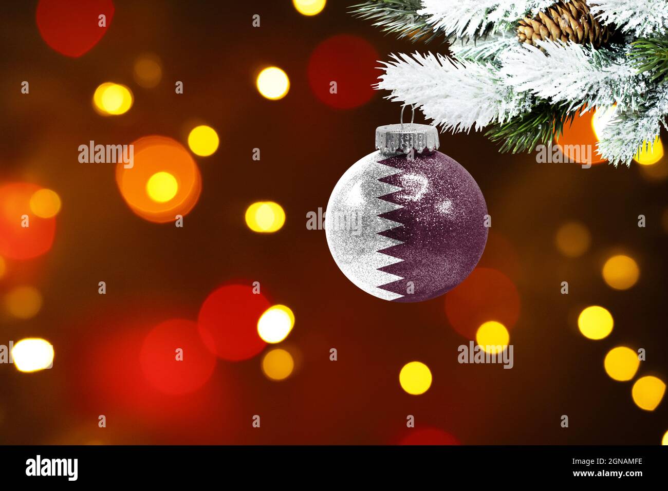 Colorful blurred background and applied the flag of Qatar on the New