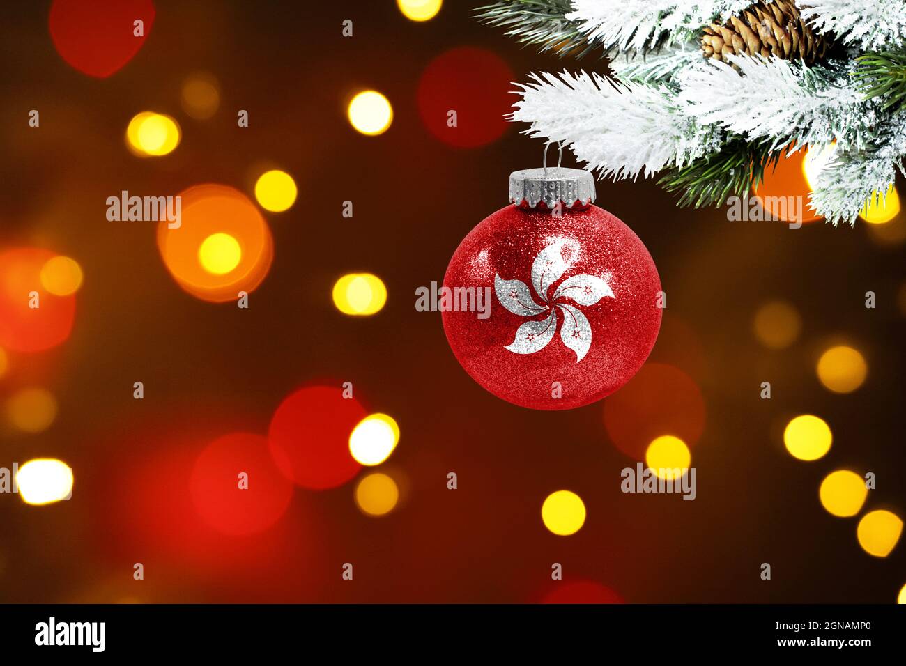 Christmas 2022 Events In Hong Kong Colorful Blurred Background And Applied The Flag Of Hong Kong On The New  Year's Toy. New Year 2022 Celebration Stock Photo - Alamy