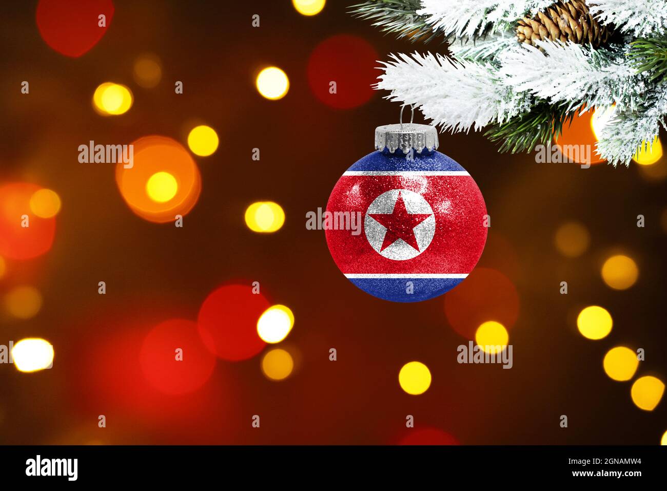 Korea Christmas 2022 Colorful Blurred Background And Applied The Flag Of North Korea On The New  Year's Toy. New Year 2022 Celebration Stock Photo - Alamy