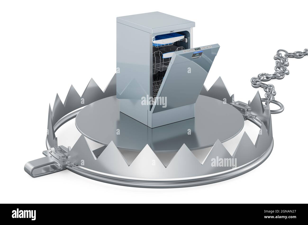 Bear Trap with dishwasher, 3D rendering isolated on white background ...