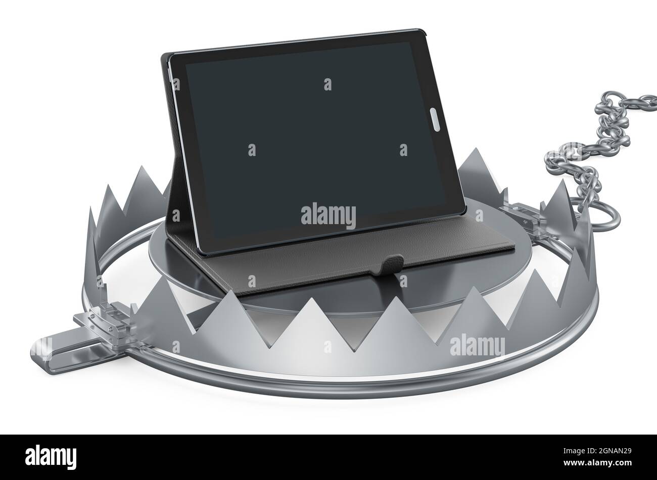 Bear Trap with tablet computer, 3D rendering isolated on white ...