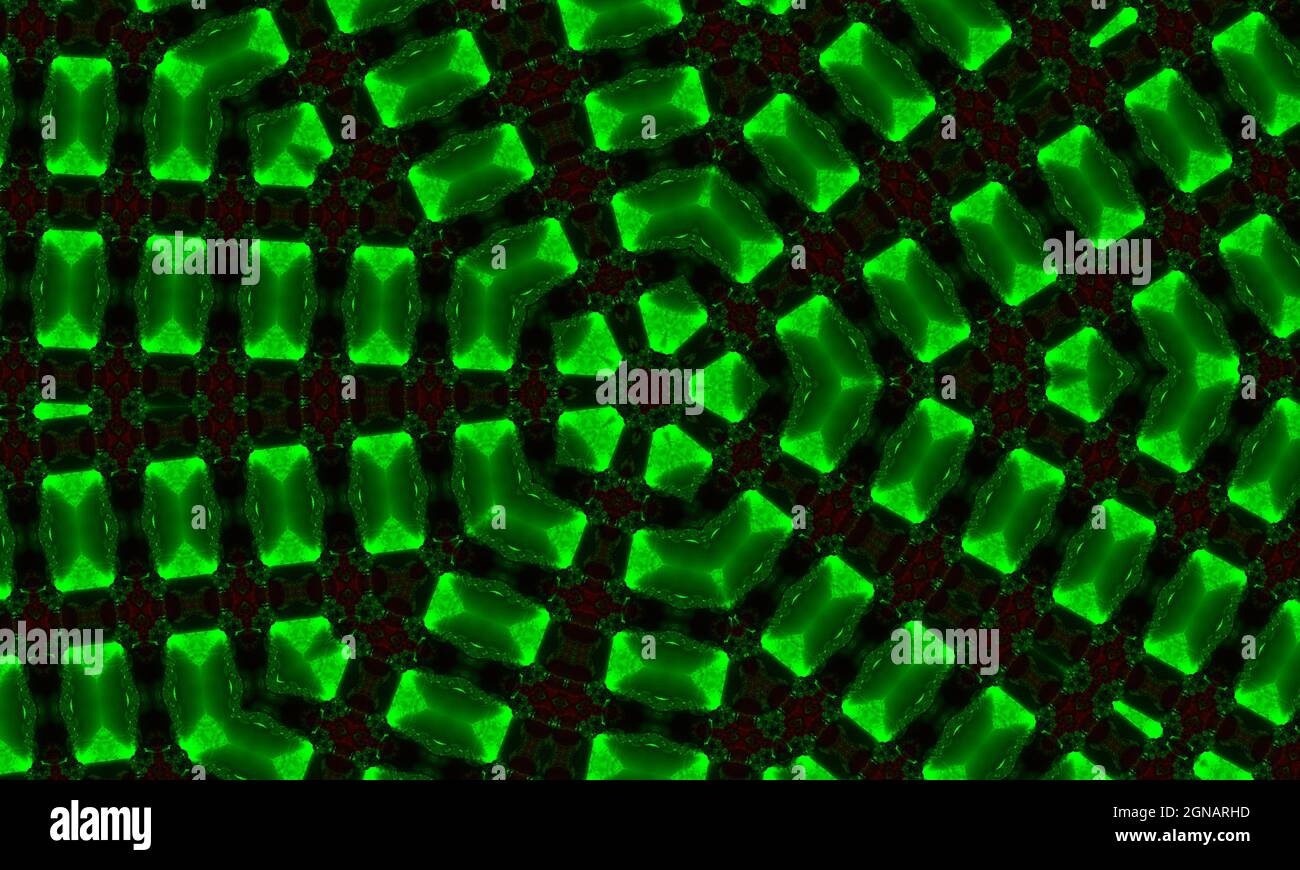 circle background, bright green mandlala of anahata chakra Stock Photo