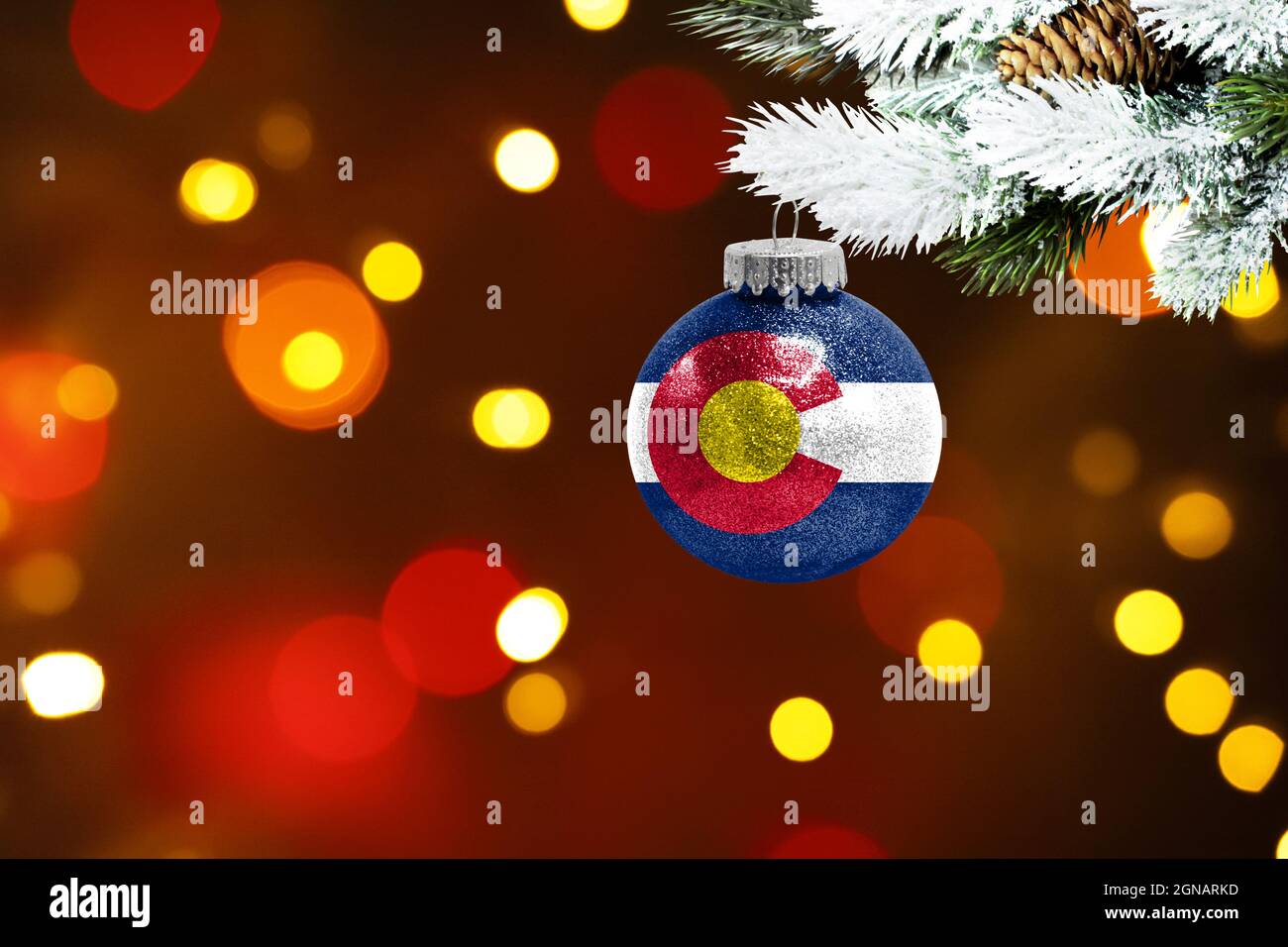 Christmas Colorado 2022 Colorful Blurred Background And Applied The Flag Of State Of Colorado On  The New Year's Toy. New Year 2022 Celebration Stock Photo - Alamy