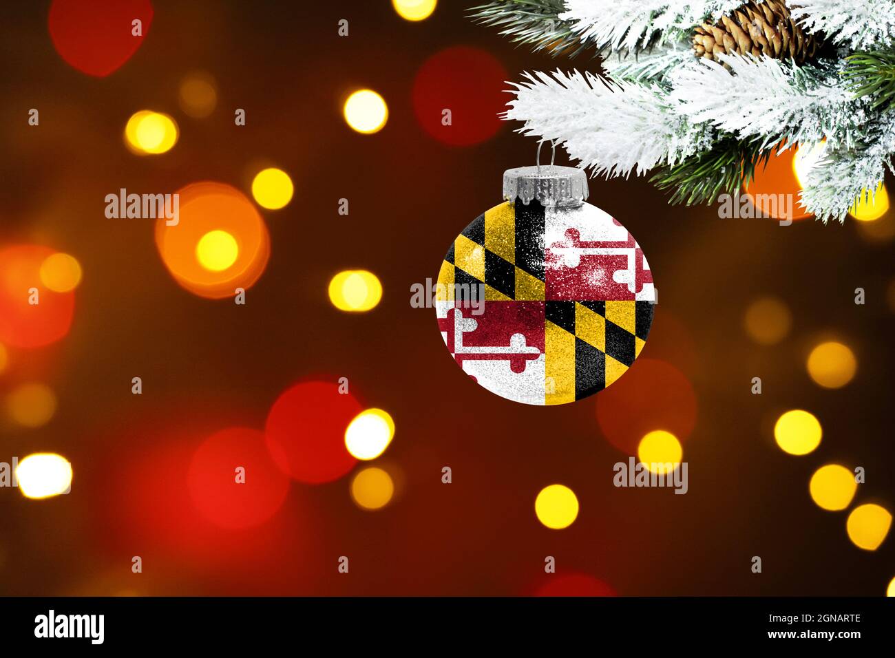 Christmas 2022 Maryland Colorful Blurred Background And Applied The Flag Of State Of Maryland On  The New Year's Toy. New Year 2022 Celebration Stock Photo - Alamy