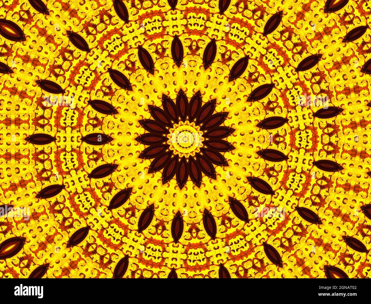 Sun flower kaleidoscope background. Beautiful yellow sunflowers