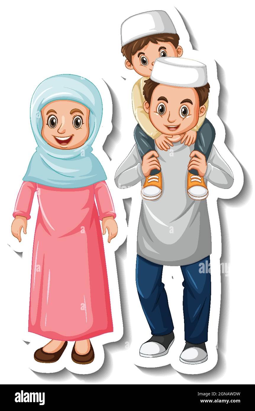 Sticker template with Muslim family cartoon character illustration Stock Vector Image & Art - Alamy Sticker template with Muslim family cartoon character illustration Stock Vector Image & Art - Alamy
