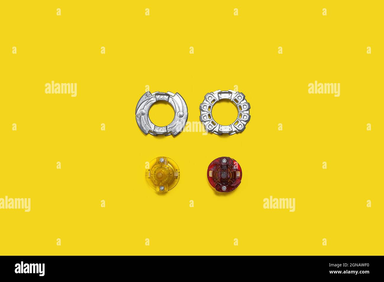 blade children popular ring toys on the yellow background Stock Photo ...