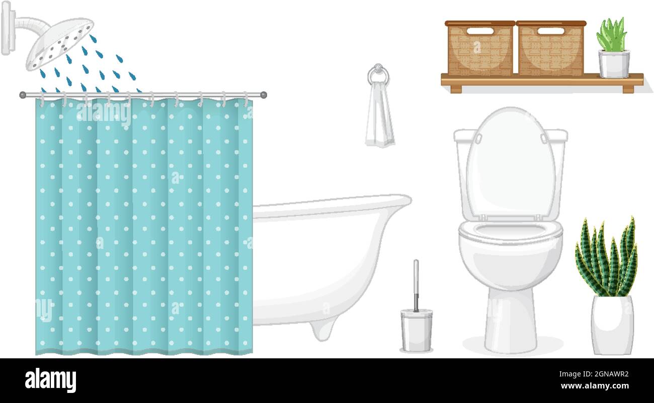 Bathroom furniture set for interior design on white background ...