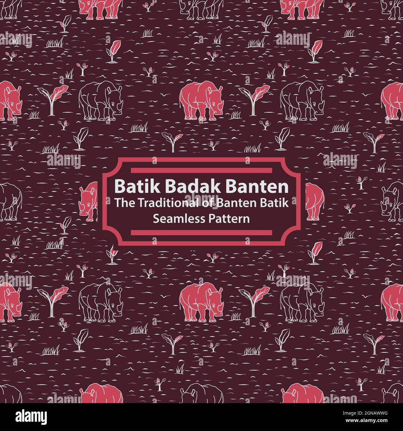 Batik Badak Banten - The Traditional of Banten Batik Seamless Pattern Stock Vector