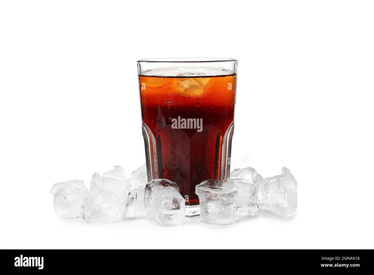 Glass of cola with ice isolated on white background Stock Photo - Alamy