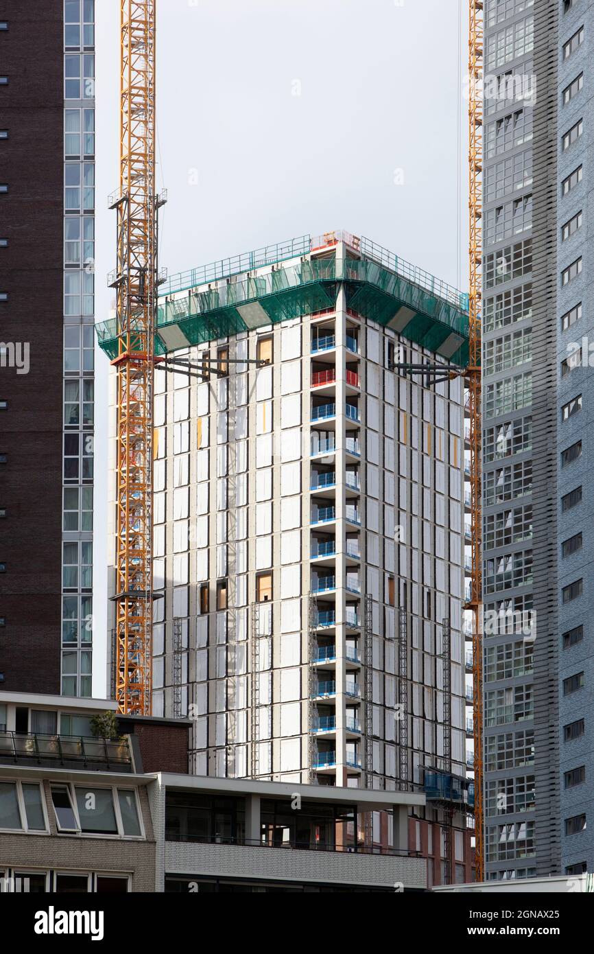 Construction of an apartment building in the center of Rotterdam in the Netherlands Stock Photo