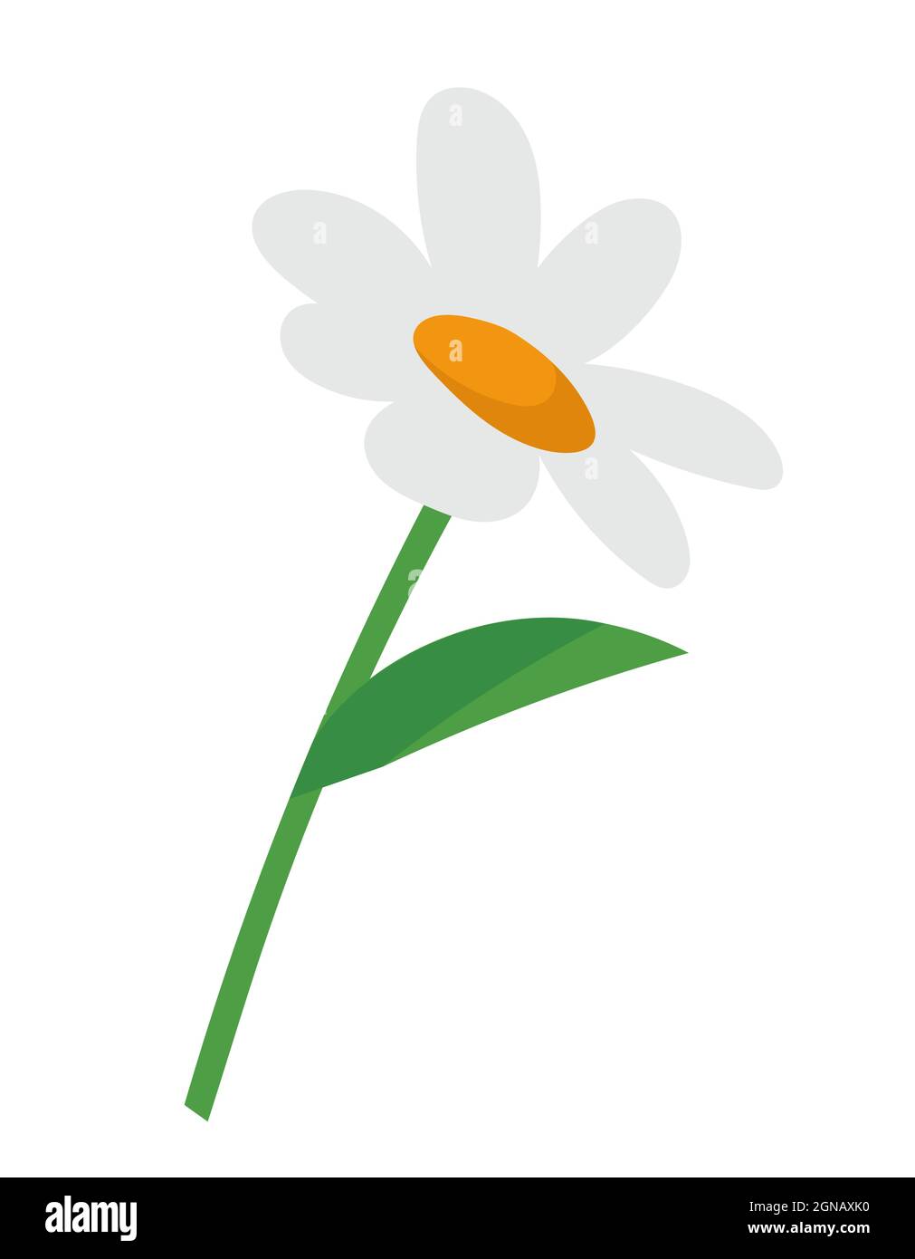 One chamomile in cartoon style. Beautiful flower. Stock Vector