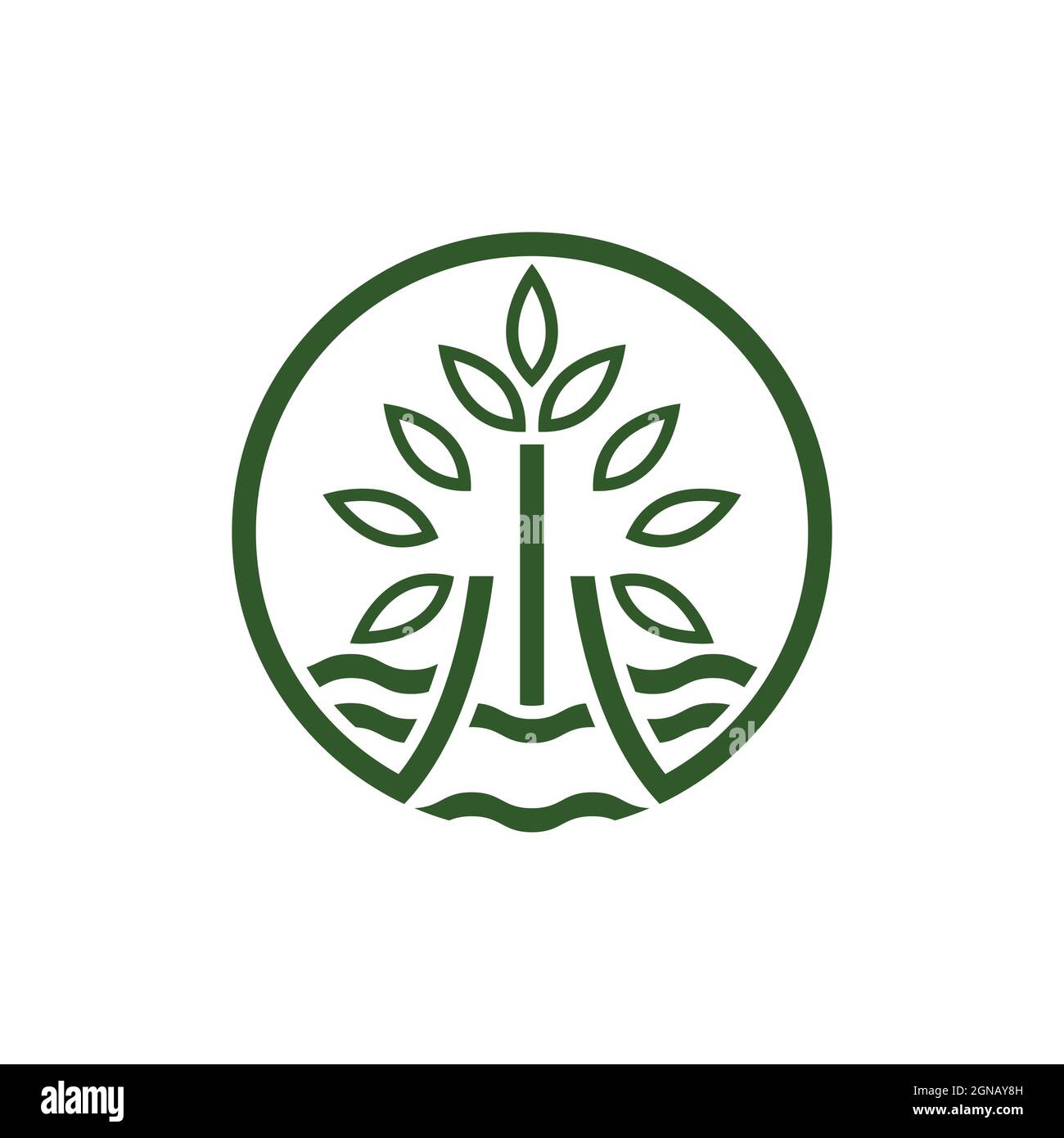 Tree leaf vector logo template icon design Stock Photo - Alamy