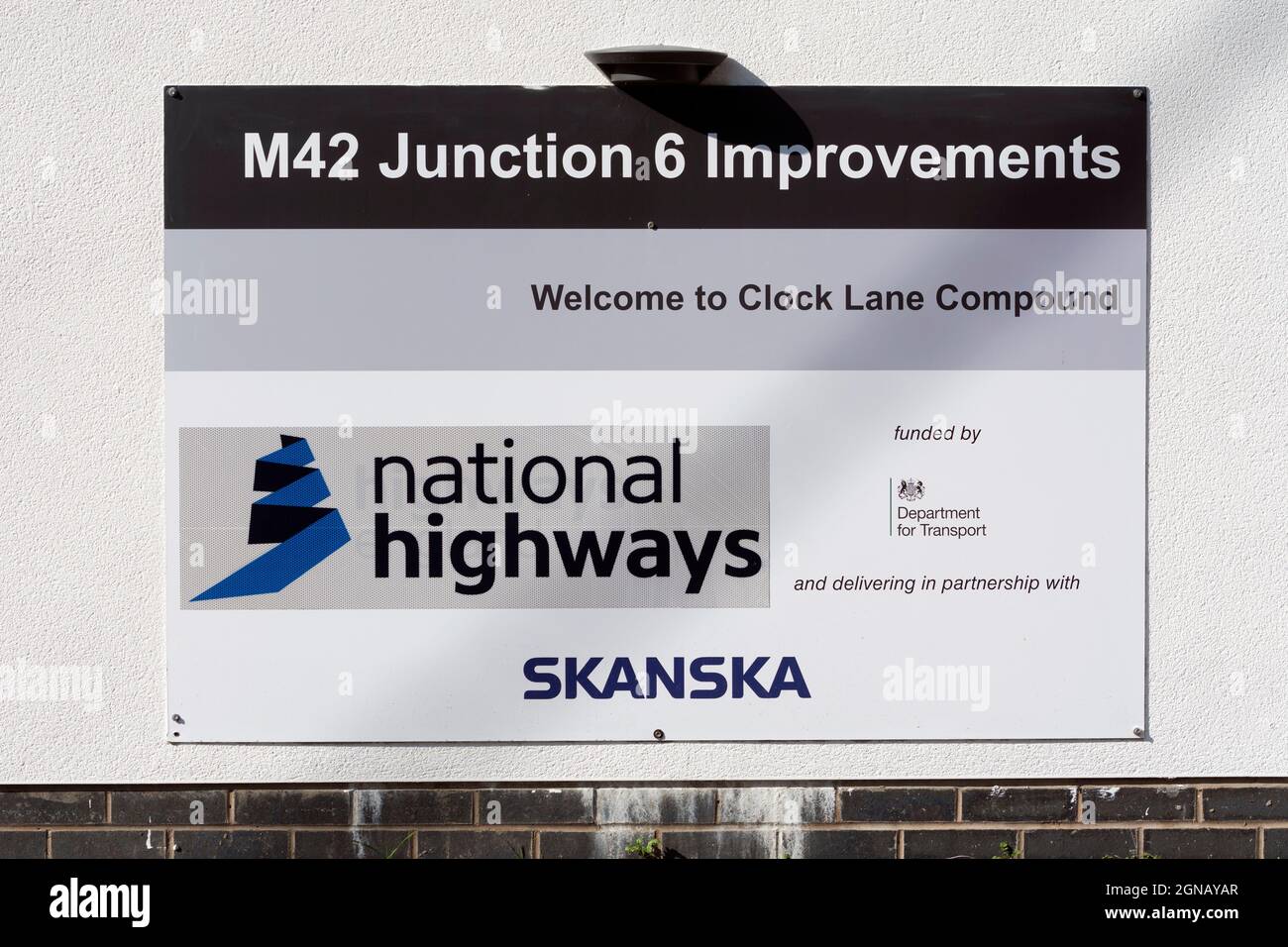 M42 Junction 6 Improvements sign, Birmingham, UK Stock Photo