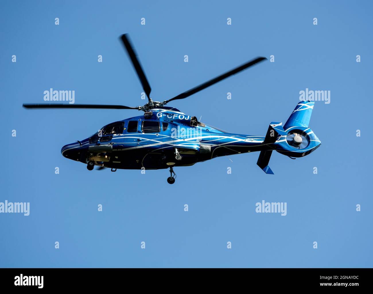 Eurocopter EC155 approaching Birmingham Airport, UK (G-CFOJ) Stock Photo