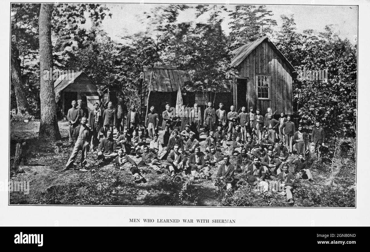 The Twenty-First Michigan Infantry from the book ' The Civil war through the camera ' hundreds of vivid photographs actually taken in Civil war times, sixteen reproductions in color of famous war paintings. The new text history by Henry W. Elson. A. complete illustrated history of the Civil war Stock Photo