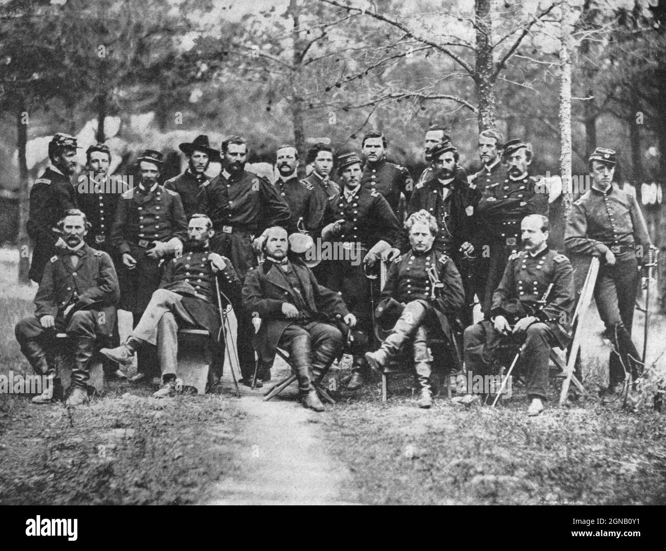 General Joseph Hooker and his Staff from the book ' The Civil war through the camera ' hundreds of vivid photographs actually taken in Civil war times, sixteen reproductions in color of famous war paintings. The new text history by Henry W. Elson. A. complete illustrated history of the Civil war Stock Photo