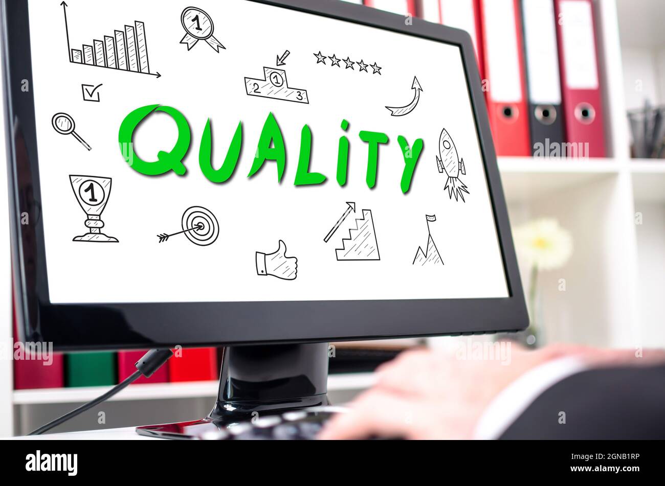 Quality concept shown on a computer screen Stock Photo