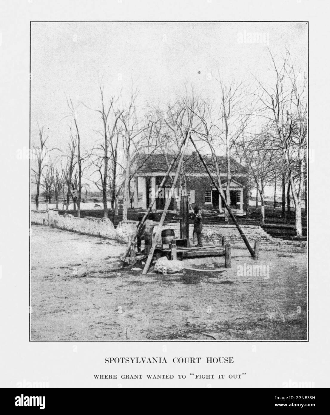 Spotsylvania Court House, Virginia site of the Battle of Spotsylvania Court House from the book ' The Civil war through the camera ' hundreds of vivid photographs actually taken in Civil war times, sixteen reproductions in color of famous war paintings. The new text history by Henry W. Elson. A. complete illustrated history of the Civil war Stock Photo