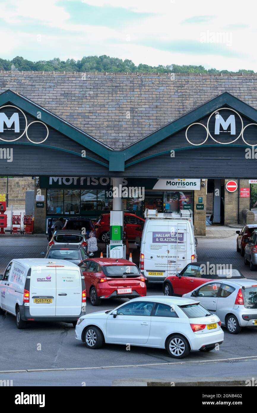 Sheffield, UK. 24th September, 2021: Morrisons supermarket in Hillsborough, Sheffield, north of England on Friday, 24th September, 2021. Credit: Mark Harvey/Alamy Live News Stock Photo