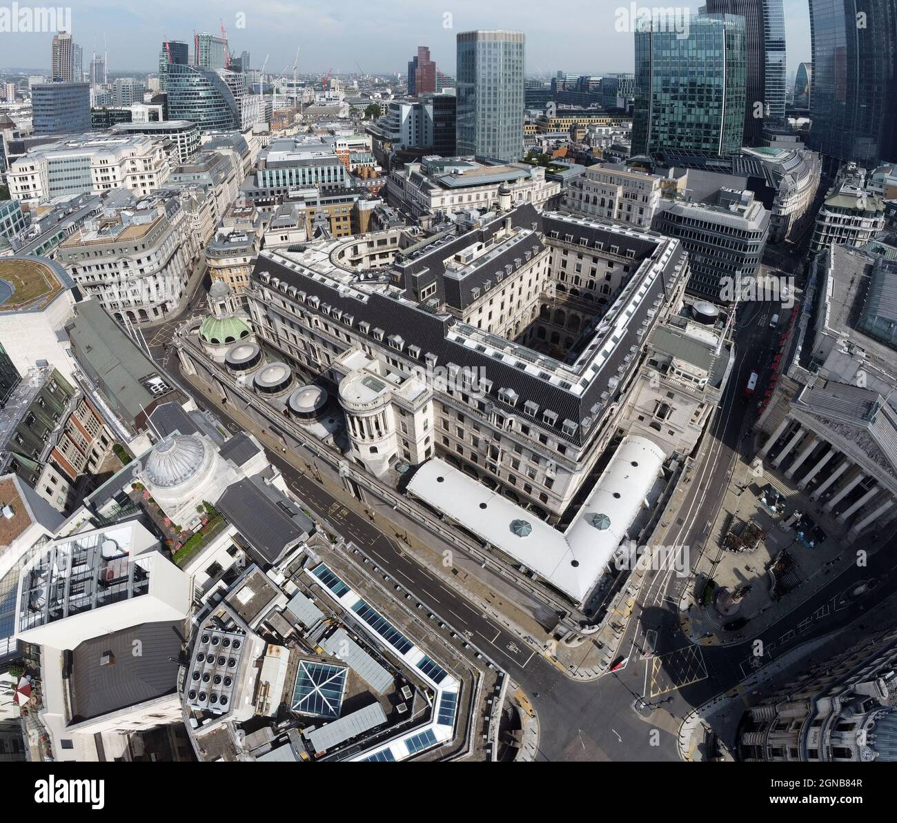 Aerial Image of the Bank of England, London - September 2021 Stock Photo