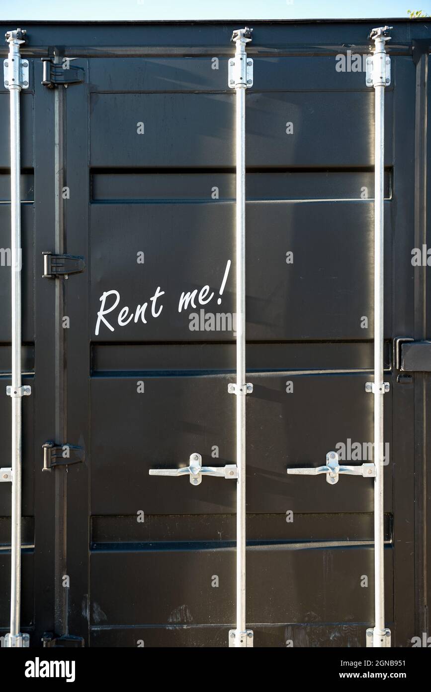 Rent Me! - Steel Container Stock Photo