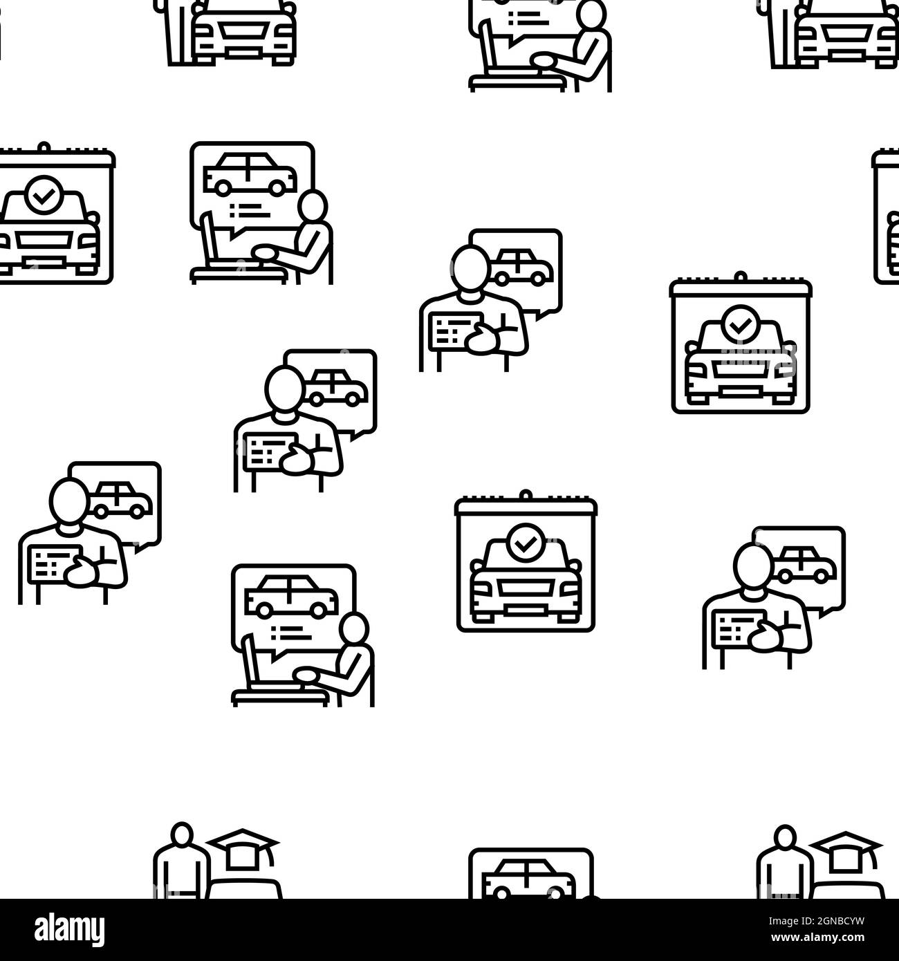 Driving School Lesson Vector Seamless Pattern Stock Vector