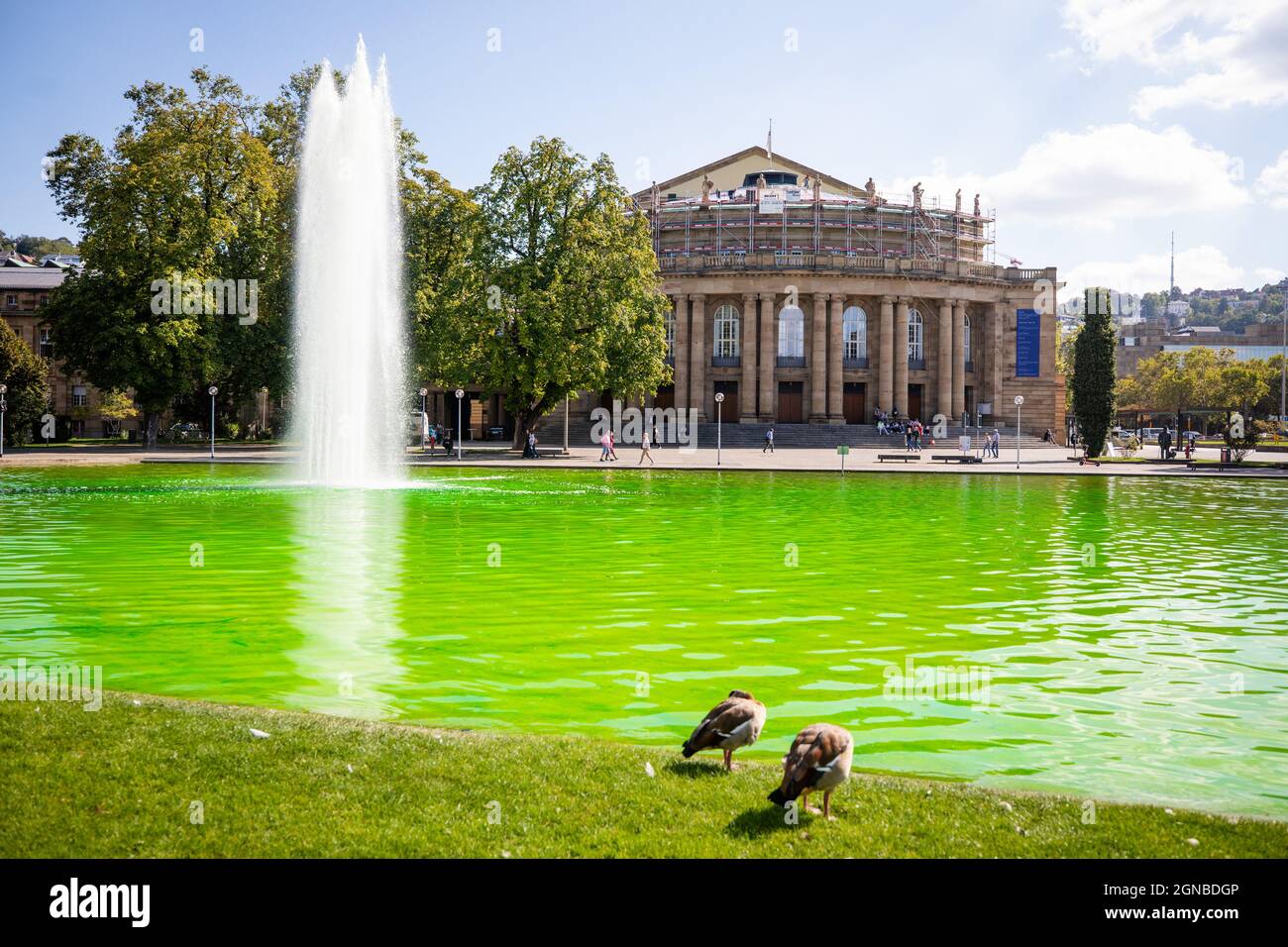 Stuttgart, Germany. 24th Sep, 2021. The Eckensee lake in Stuttgart's ...