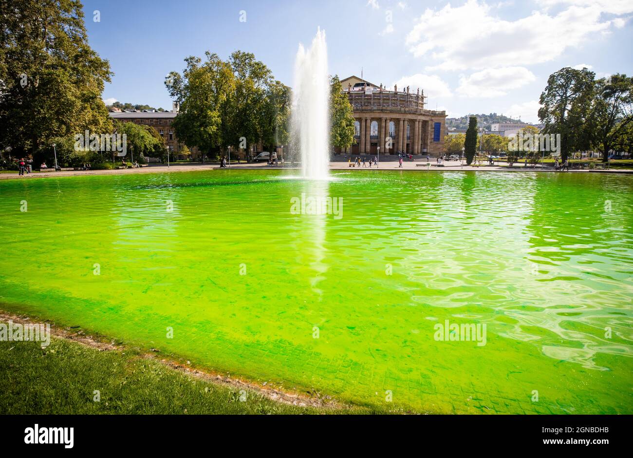 Stuttgart, Germany. 24th Sep, 2021. The Eckensee lake in Stuttgart's ...
