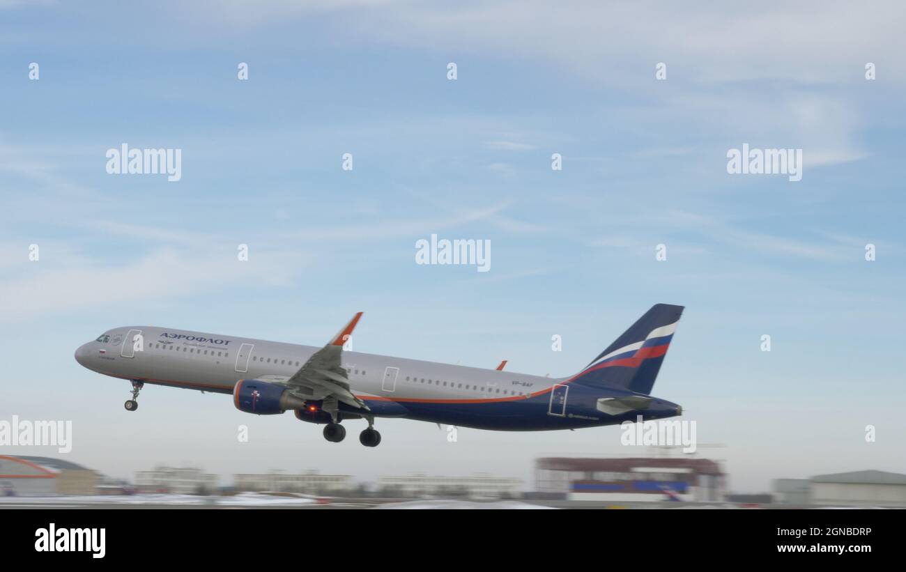 Departure of Aeroflot A321 from Sheremetyevo Airport Stock Photo